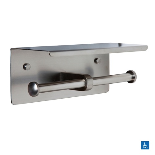 Metlam Double Toilet Roll Holder with Shelf Top Stainless Steel ML269_TRH_SS