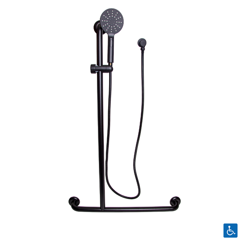 Metlam Offset Shower and Grab Rail Kit Left Hand Matt Black ML_SK107_DESIGNER