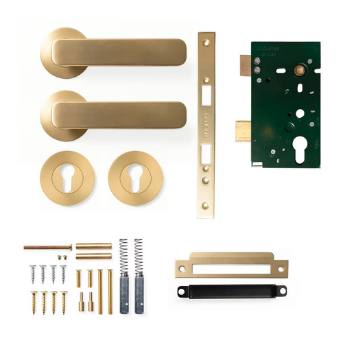 Momo Aspen Solid Brass Lever Entrance Set Brushed Satin Brass ASPL.ENTR.BSB