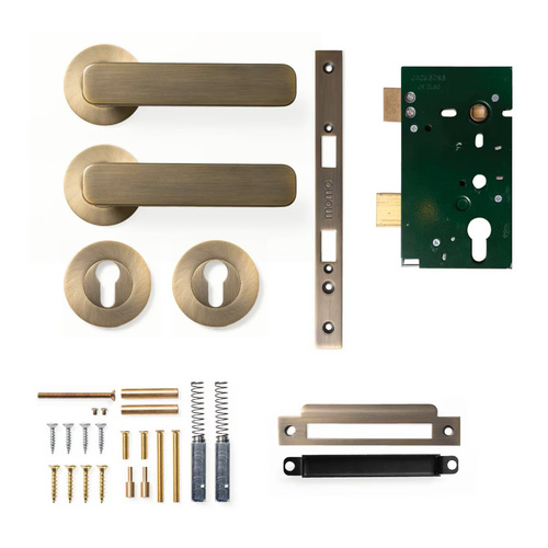 Momo Aspen Solid Brass Lever Entrance Set Dark Brushed Brass ASPL.ENTR.DBB