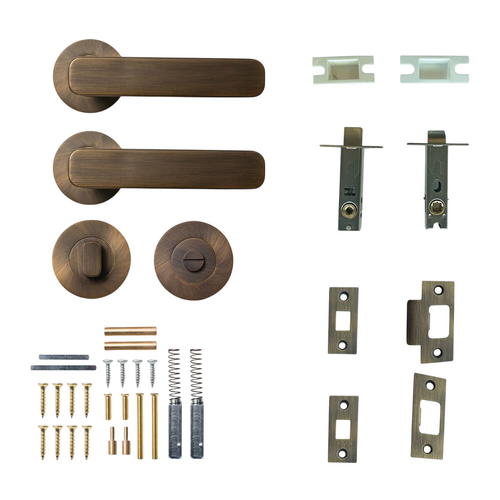 Momo Aspen Door Lever Handle on Round Rose Privacy Set Bronze ASPL.TPRI.BNZ