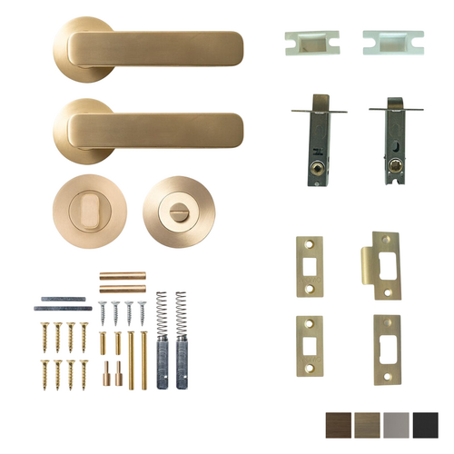 Momo Aspen Door Lever Handle on Round Rose Privacy Set - Available in Various Finishes
