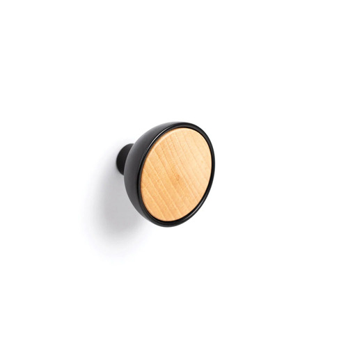 Momo Bol Knob With Timber Insert 45mm Matt Black And Beech Wood B0489.45.MBLBCH