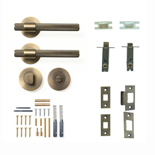 Momo Belgravia Door Handle Lever Tubular Latch Privacy Set Dark Brushed Brass BLGL.TPRI.DBB