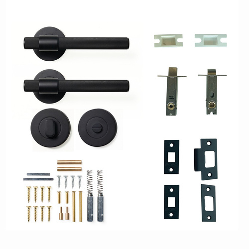 Momo Belgravia Door Handle Lever Tubular Latch Privacy Set Matt Black BLGL.TPRI.MBL