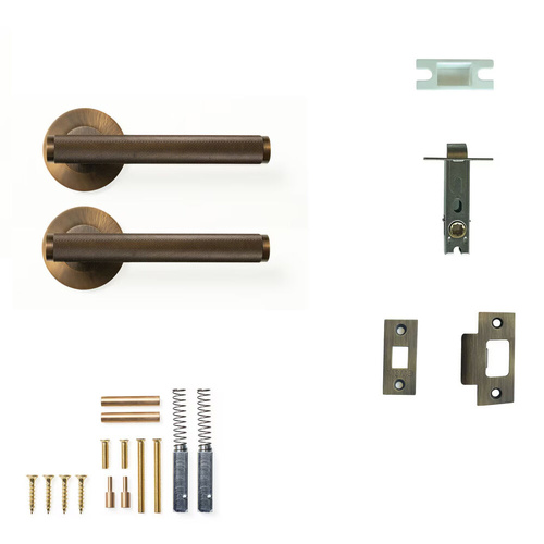 Momo Bellevue Knurled Tubular Latch Passage Lever Set Bronze BVKN.TPAS.BNZ