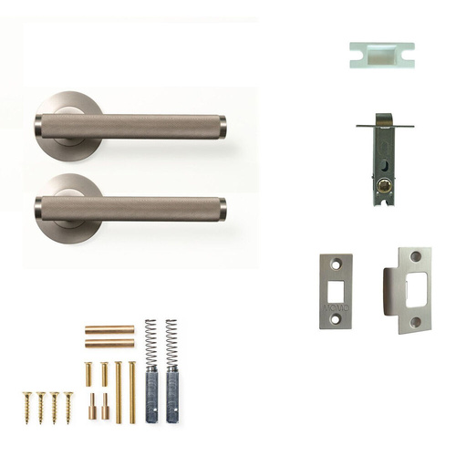 Momo Bellevue Knurled Tubular Latch Passage Lever Set Dull Brushed Nickel BVKN.TPAS.DBR