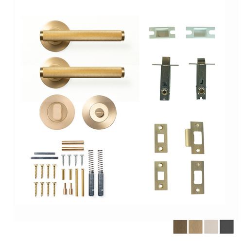 Momo Bellevue Knurled Door Handle Lever Tubular Latch Privacy Set-  Available in Various Finishes