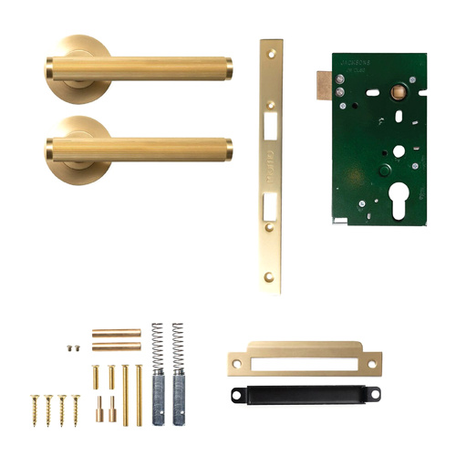Momo Bellevue Lined Mortice Lock Passage Set Brushes Satin Brass BVLD.PASS.BSB
