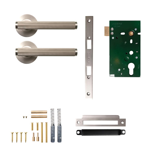 Momo Bellevue Lined Mortice Lock Passage Set Dull Brushed Nickel BVLD.PASS.DBR