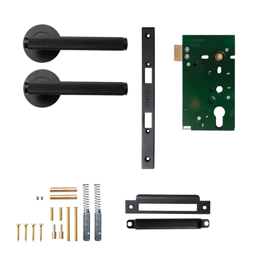 Momo Bellevue Lined Mortice Lock Passage Set Mortice Matt Black BVLD.PASS.MBL