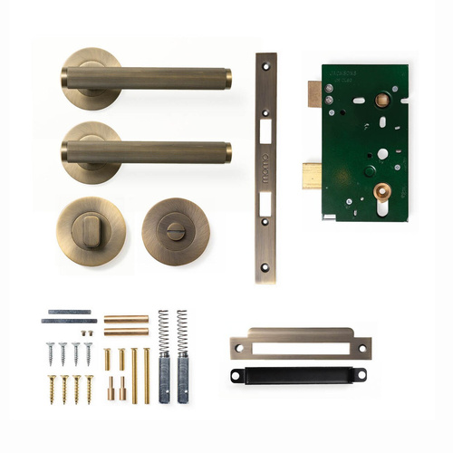 Momo Bellevue Lined Lever Door Handle Solid Brass Mortice Privacy Dark Brushed Brass BVLD.PRIV.DBB