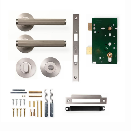 Momo Bellevue Lined Lever Door Handle Solid Brass Mortice Privacy Dull Brushed Nickel BVLD.PRIV.DBR