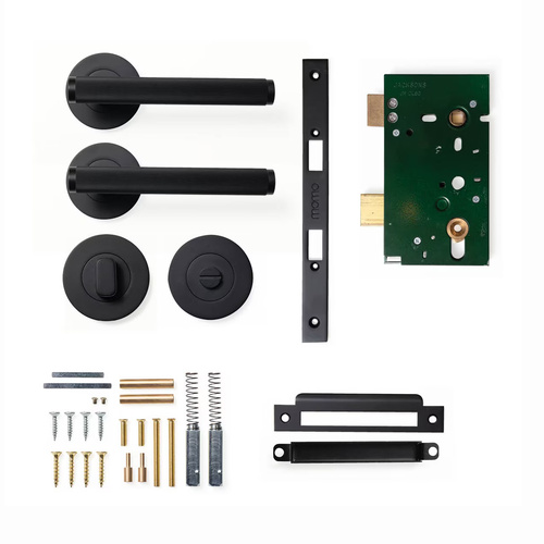 Momo Bellevue Lined Lever Door Handle Solid Brass Mortice Privacy Matt Black BVLD.PRIV.MBL