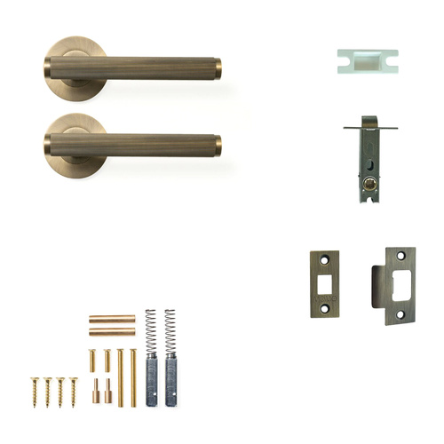 Momo Bellevue Solid Brass Lined Tubular Latch Passage Lever Set Dark Brushed Brass BVLD.TPAS.DBB