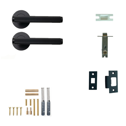 Momo Bellevue Solid Brass Lined Tubular Latch Passage Lever Set Matt Black BVLD.TPAS.MBL