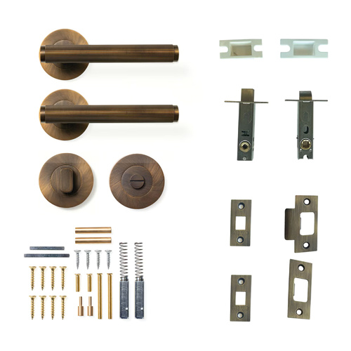 Momo Bellevue Solid Brass Lined Tubular Latch Privacy Lever Set Bronze BVLD.TPRI.BNZ