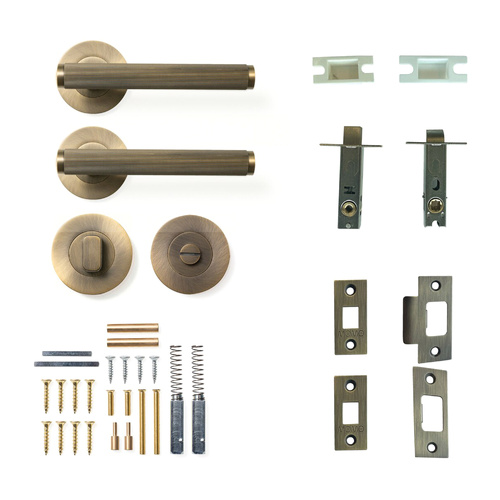 Momo Bellevue Solid Brass Lined Tubular Latch Privacy Lever Set Dark Brushed Brass BVLD.TPRI.DBB