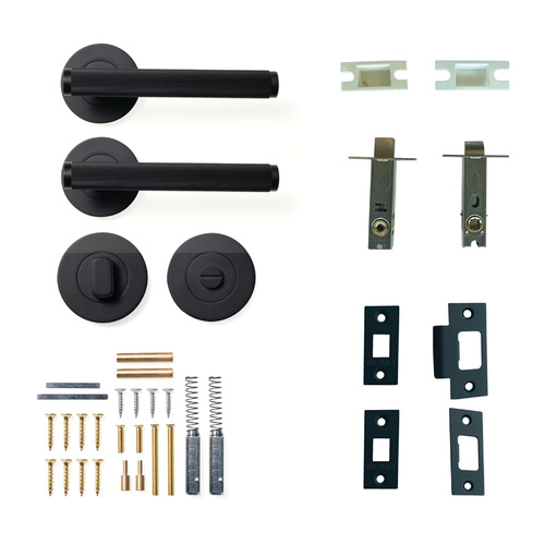 Momo Bellevue Solid Brass Lined Tubular Latch Privacy Lever Set Matt Black BVLD.TPRI.MBL