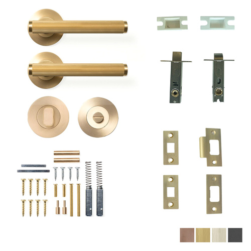 Momo Bellevue Solid Brass Lined Tubular Latch Privacy Lever Set - Available in Various Finishes