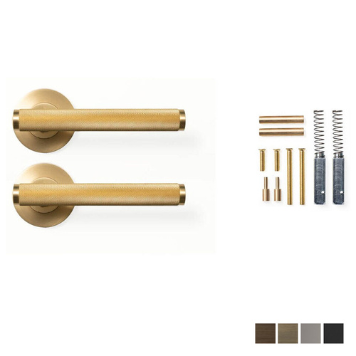 Momo Bellevue Knurled Door Lever Handle on Round Rose - Available in Various Finishes