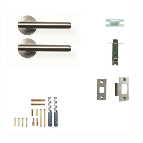 Momo Bellevue Plain Lever Door Handle Solid Brass Tubular Latch Passage Set Dull Brushed Nickel 