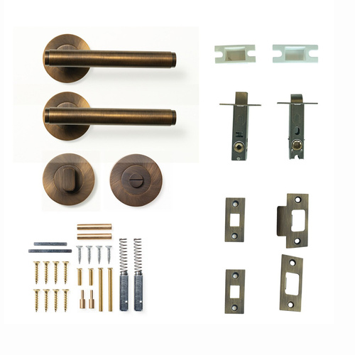 Momo Bellevue Plain Lever Door Handle Solid Brass Tubular Latch Privacy Set Bronze BVPL.TPRI.BNZ
