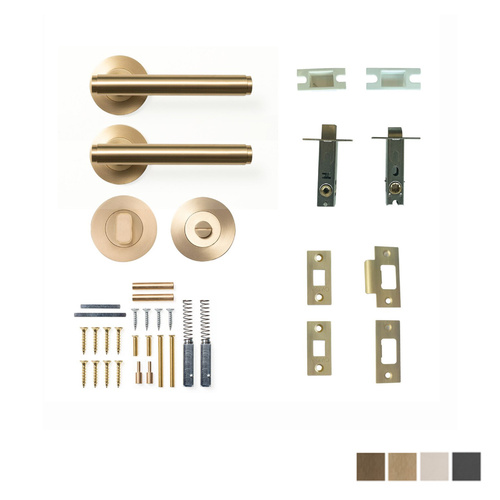 Momo Bellevue Plain Lever Door Handle Solid Brass Tubular Latch Privacy Set