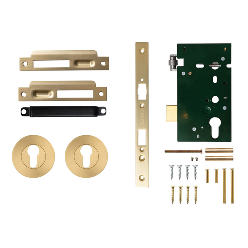 Momo Roller Mortice Solid Brass Entrance Set Brushed Satin Brass ENTR.ROLL.BSB