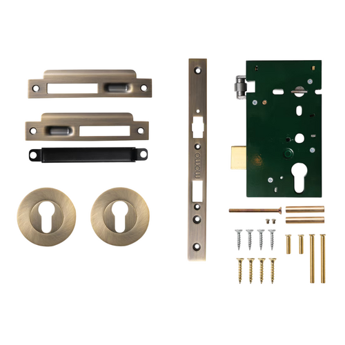 Momo Roller Mortice Solid Brass Entrance Set Dark Brushed Brass ENTR.ROLL.DBB