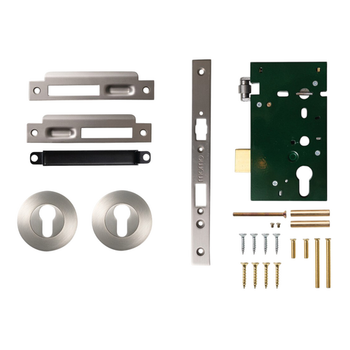 Momo Roller Mortice Solid Brass Entrance Set Dull Brushed Nickel ENTR.ROLL.DBR