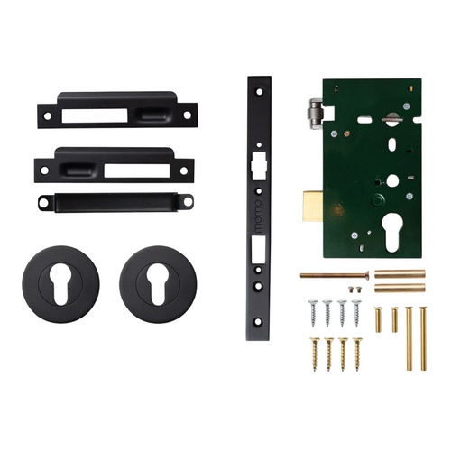 Momo Roller Mortice Solid Brass Entrance Set Matt Black ENTR.ROLL.MBL