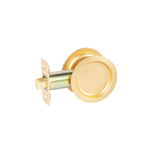 N2lok Sliding Door Cavity Lock Round Passage Set Box Pack Polished Brass 64 RPDL L03 BP