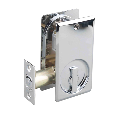 N2lok Lockable Cavity Sliding Door Lock Square Clear Pack Satin Chrome Plate 66SPDLSCPCP