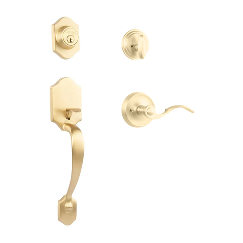 N2lok Charente Door Handle Single Cylinder Flutto Lever Entrance Set Satin Brass