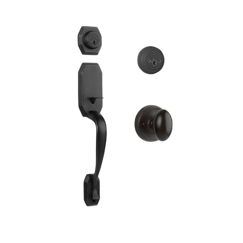 N2lok Garrone Door Handle Double Cylinder with Egg Knob Entrance Set Box Pack Matt Black
