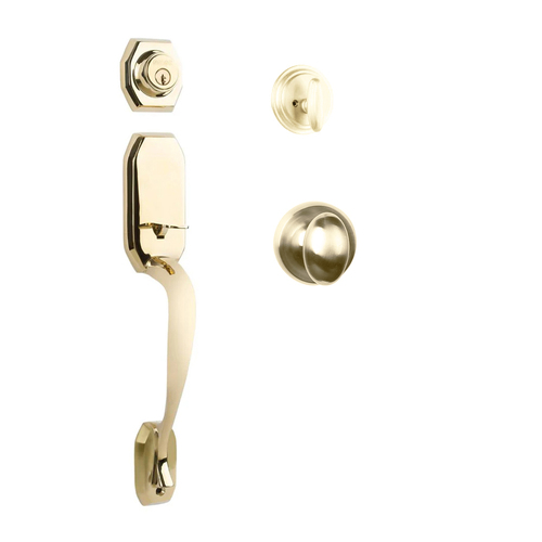 N2lok Garrone Door Handle Single Cylinder Uovo Knob Entrance Set Polished Brass