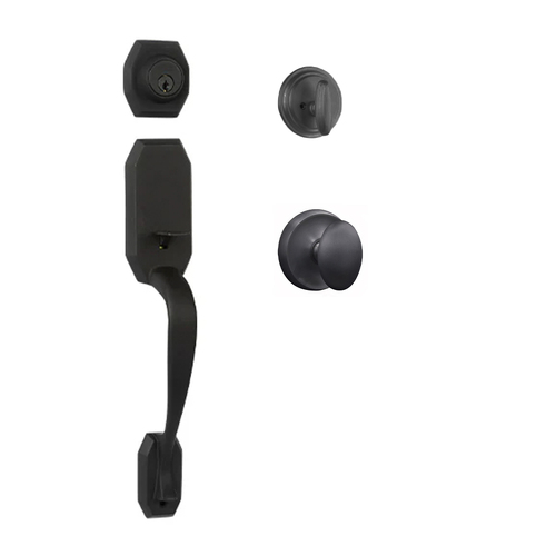 N2lok Garrone Door Handle Single Cylinder Uovo Knob Entrance Set Matt Black 765 GA SC UO/PI MB BP