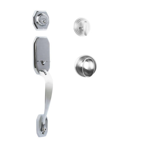 N2lok Garrone Door Handle Single Cylinder Uovo Knob Entrance Set Polished Chrome