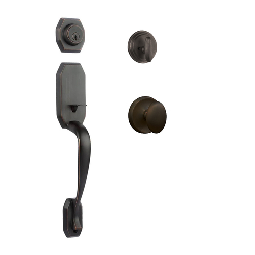 N2lok Garrone Door Handle Single Cylinder Uovo Knob Entrance Set Venetian Bronze