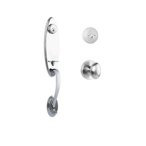 N2lok Loire Door Handle Double Cylinder with Egg Knob Entrance Set Box Pack Polished Chrome