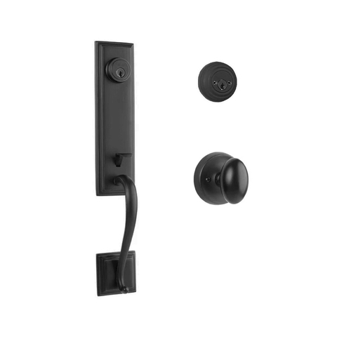 N2lok Seine Door Handle Double Cylinder with Egg Knob Entrance Set Box Pack Matt Black