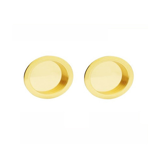 Manital ART54 Round Sliding Door Flush Pull Blank Polished Brass 54-OTL