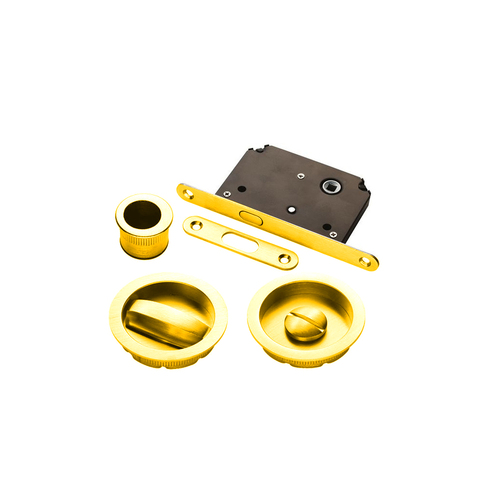 Manital Sliding Pocket Door Bathroom Lock Set Polished Brass ART55/B PB 
