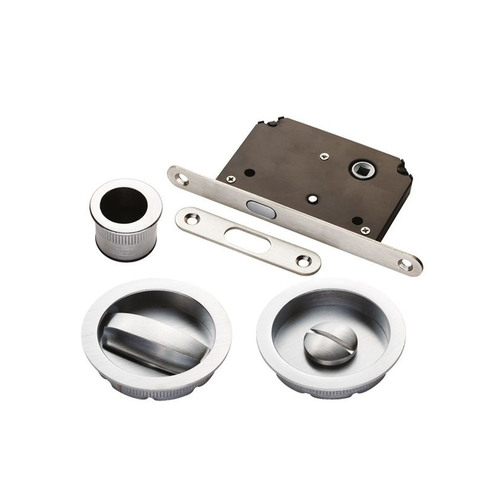Manital Sliding Pocket Door Bathroom Lock Set Satin Chrome ART55/BSC 
