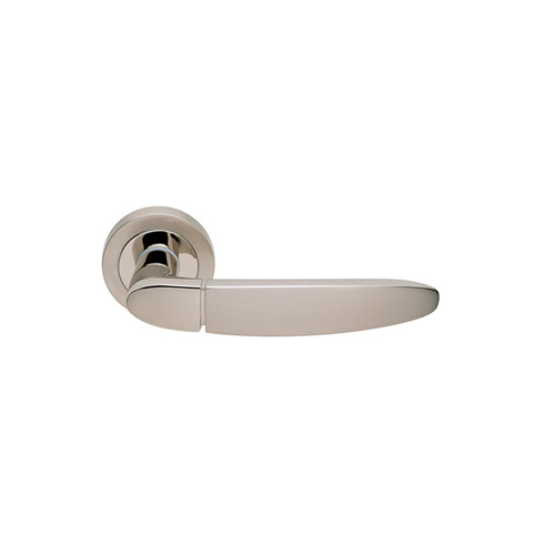 Manital Atena Door Handle Lever Set on Round Rose Passage 50mm Satin Nickel AT5/F-NIS/NIK