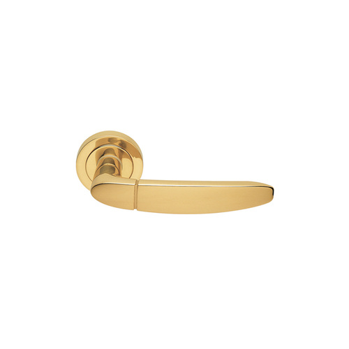 Manital Atena Door Handle Lever Set on Round Rose Passage 50mm Polished Brass AT5/F-OTL