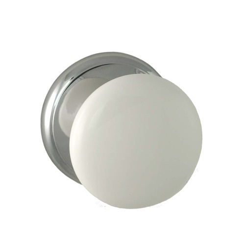 Nidus Cupboard Knob White With Polished Chrome Backplate CCKWHC