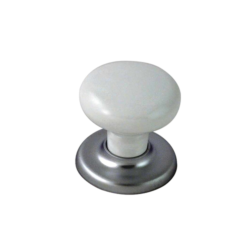 Nidus Corona Cupboard Knob White With Satin Chrome Backplate CCKWHSC