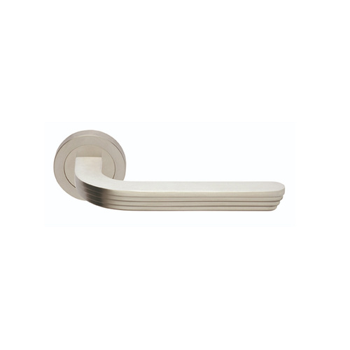 Manital Cloud Door Handle Lever Set on Round Rose Passage 50mm Satin Nickel CD5/F-NIS